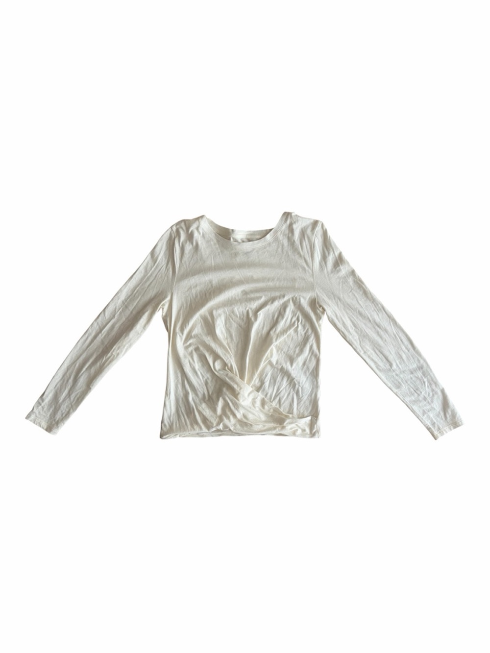 J. Crew Cream Long-Sleeve Twist Hem Top